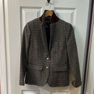 J. Crew Houndstooth Blazer with Gold Accents NEW